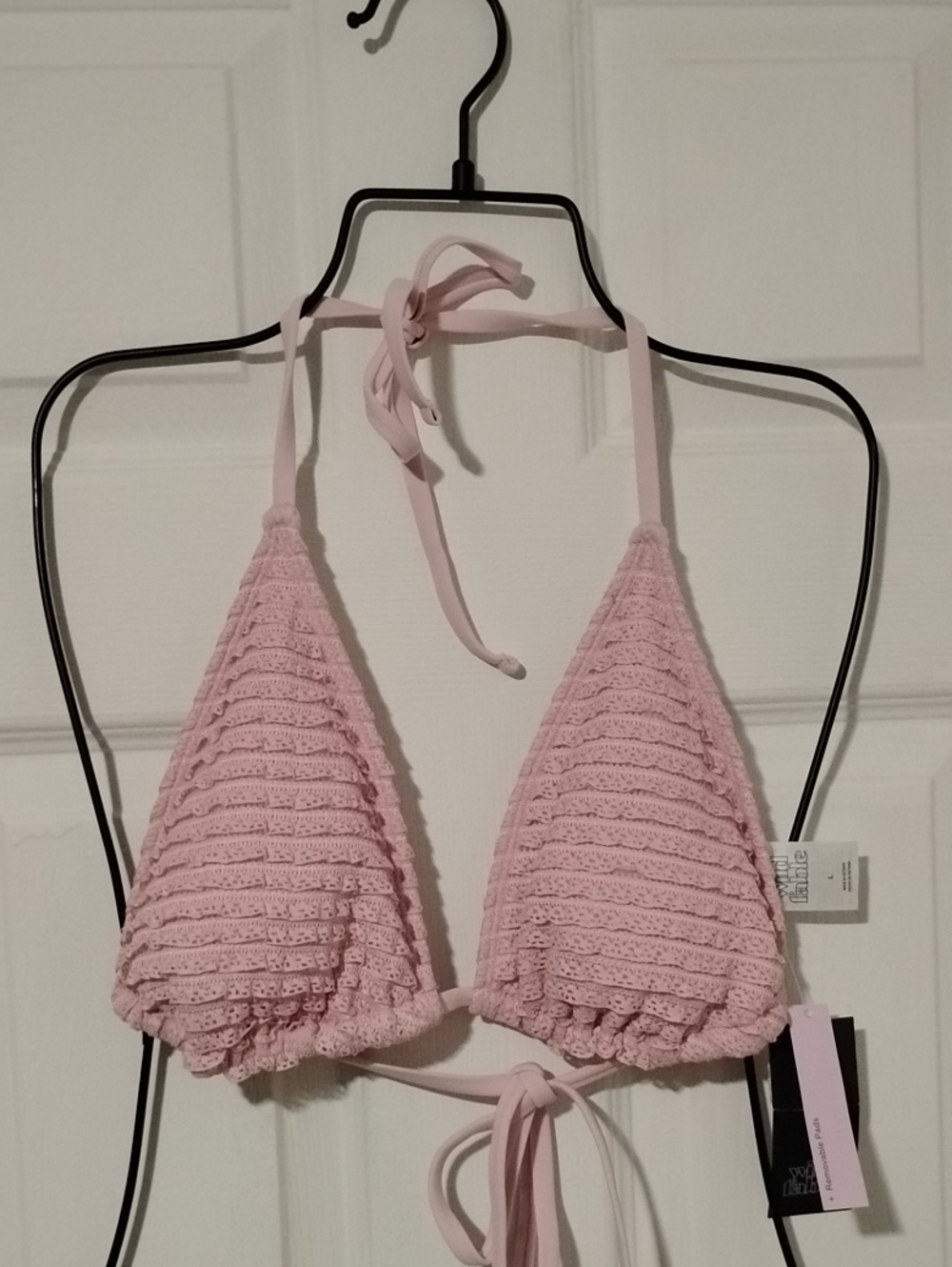 NWT wild fable Light Pink Crochet Triangle Bikini Top
